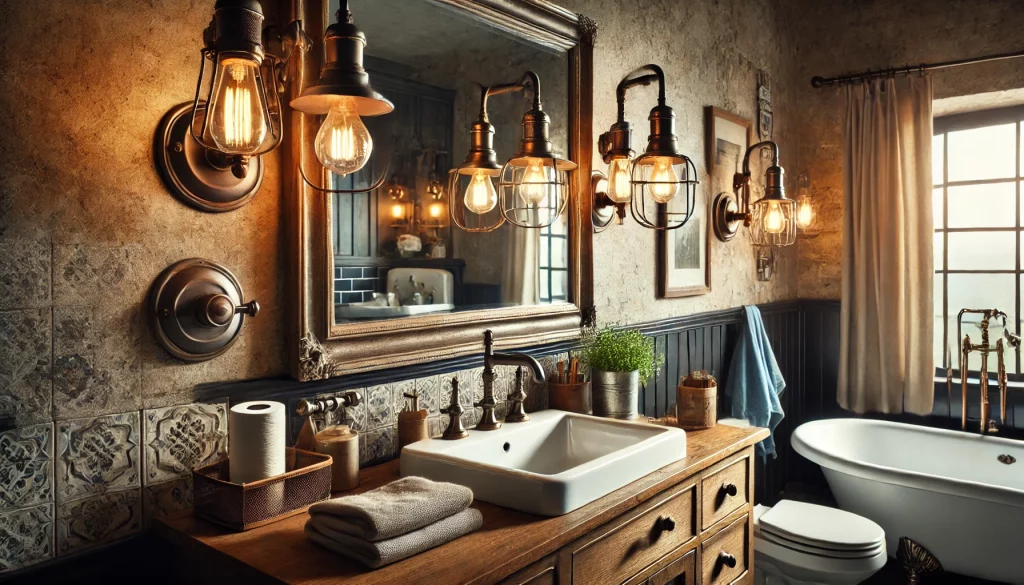 Bathroom With Industrial Sconce Ideas - 03