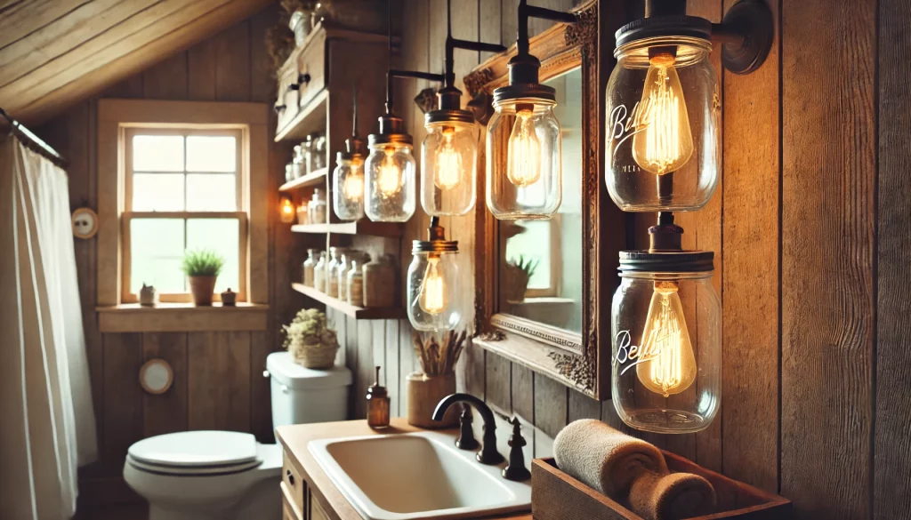Bathroom With Mason Jar Lighting - 06