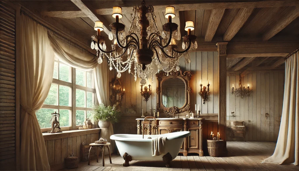 Bathroom With Vintage Chandeliers Ideas - 05
