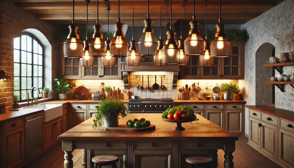 Kitchen with Rustic Pendants Ideas - 02