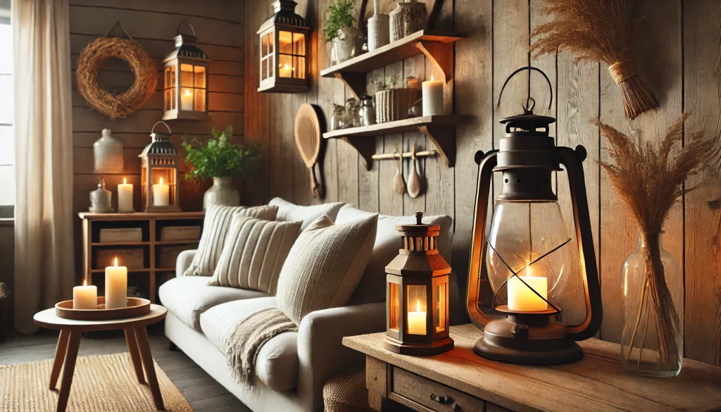Living Room With Vintage Lanterns Light Up The Hoedown - 04