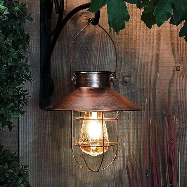 Outdoor Metal Farmhouse Solar Lamp Hanging Light